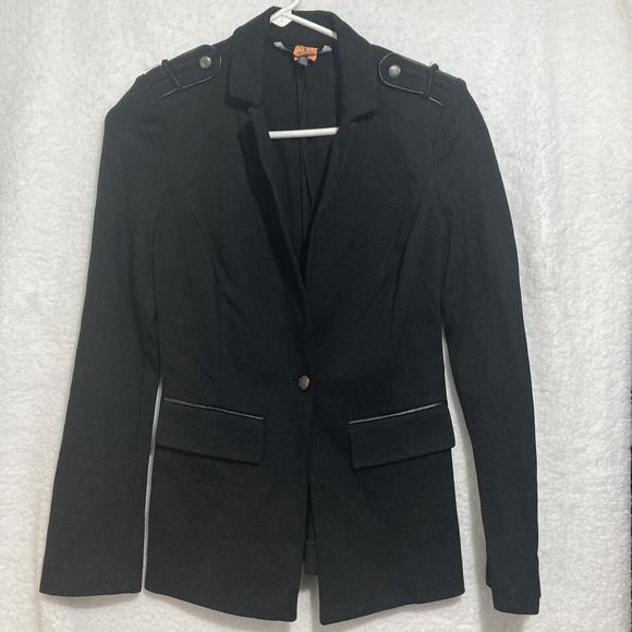 White House Black Market Jacket 00 Black Blazer Military Rayon Business Womens - Picture 1 of 8